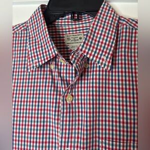 J. Crew Men's Red and Blue Checkered Shirt size Medium